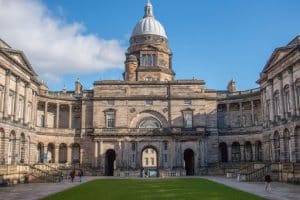 The historic old college of the University of Edinburgh campus, a central hub for an upcoming international education conference in Scotland.